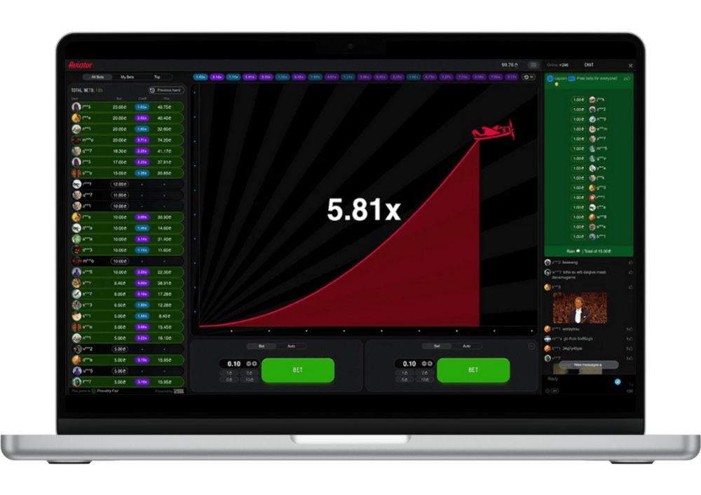 aviator demo game on laptop